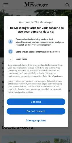 Anteprima del sito Messenger News, media di Stati Uniti per articoli sponsorizzati