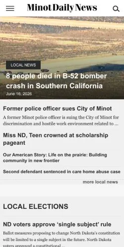 Anteprima del sito Minot Daily News, media di Stati Uniti per articoli sponsorizzati