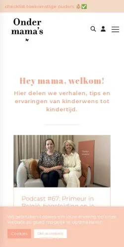 Anteprima del sito Onder Mama's, media di Belgio per articoli sponsorizzati