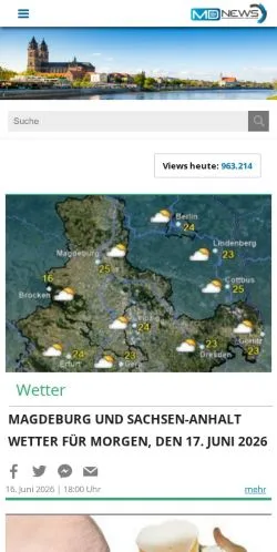 Anteprima del sito Magdeburger News, media di Germania per articoli sponsorizzati