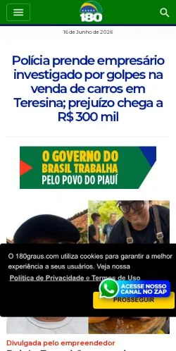 Preview of the 180graus website, a media outlet in Brazil for sponsored articles