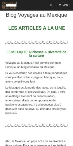 Anteprima del sito Voyages Au Mexique, media di Francia per articoli sponsorizzati