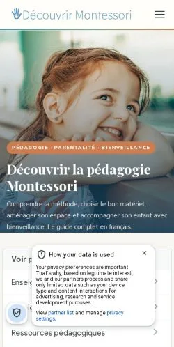 Podgląd witryny Découvrir Montessori, medium z kraju Francja do artykułów sponsorowanych