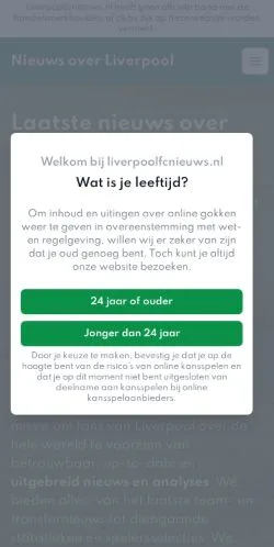 Podgląd witryny Liverpool Nieuws, medium z kraju Holandia do artykułów sponsorowanych