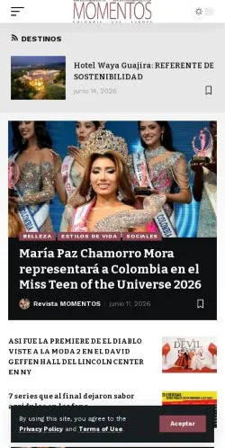 Anteprima del sito Revista Momentos, media di Spagna per articoli sponsorizzati