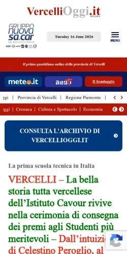 Anteprima del sito Giornale di Vercelli, media di Italia per articoli sponsorizzati