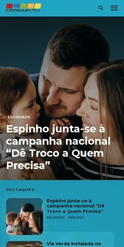 Voorbeeld van de site EspinhoTV, medium uit Portugal voor gesponsorde artikelen