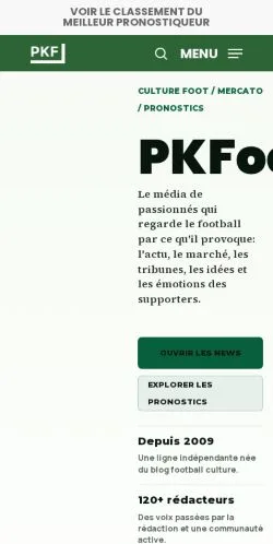 Aperçu du site PKFoot, média de France pour articles sponsorisés