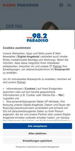Pré-visualização do site Paradiso, meio de Alemanha para artigos patrocinados