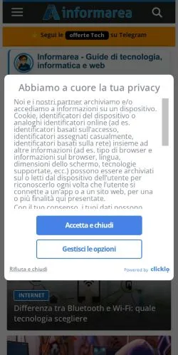 Pré-visualização do site Informarea, meio de Itália para artigos patrocinados