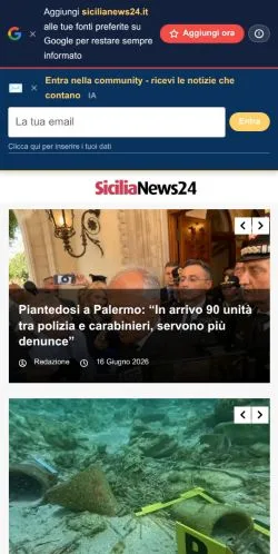 Anteprima del sito Sicilia News24, media di Italia per articoli sponsorizzati