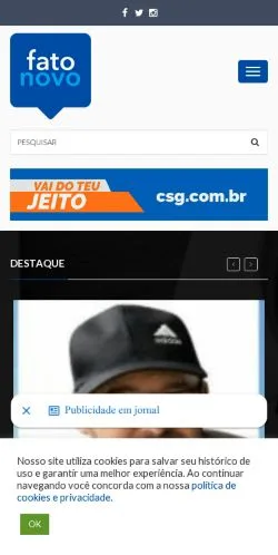 Anteprima del sito Fato Novo, media di Brasile per articoli sponsorizzati