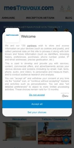 Anteprima del sito MesTravaux, media di Francia per articoli sponsorizzati