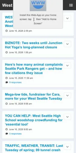 Anteprima del sito West Seattle Blog, media di Stati Uniti per articoli sponsorizzati