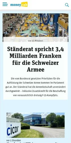 Anteprima del sito Moneycab, media di Germania per articoli sponsorizzati