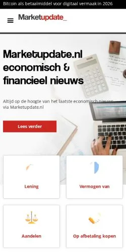 Anteprima del sito Marketupdate, media di Paesi Bassi per articoli sponsorizzati