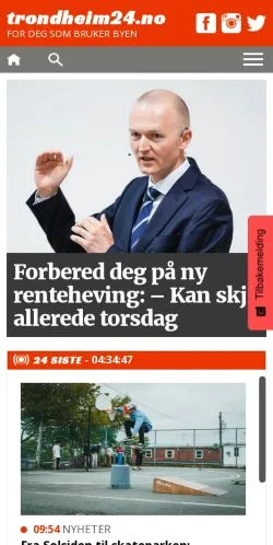 Anteprima del sito Trondheim24, media di Norvegia per articoli sponsorizzati