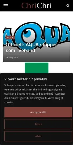 Voorbeeld van de site ChriChri, medium uit Denemarken voor gesponsorde artikelen