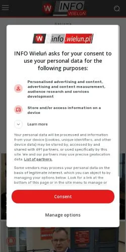 Anteprima del sito INFO Wieluń, media di Polonia per articoli sponsorizzati