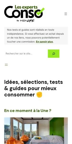 Voorbeeld van de site Les Experts Conso, medium uit Frankrijk voor gesponsorde artikelen