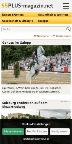 Podgląd witryny 55PLUS-Magazin, medium z kraju Niemcy do artykułów sponsorowanych