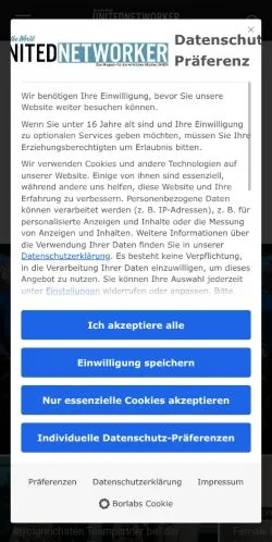 Forhåndsvisning av nettstedet UnitedNetworker, medium fra Tyskland for sponsede artikler