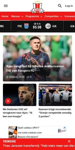 スポンサード記事向けのオランダメディア、Ajax1のサイトプレビュー