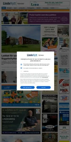 Podgląd witryny LindeNytt, medium z kraju Szwecja do artykułów sponsorowanych