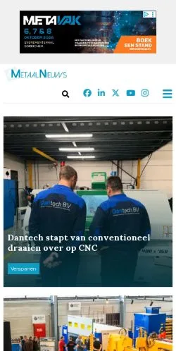 Anteprima del sito MetaalNieuws, media di Paesi Bassi per articoli sponsorizzati