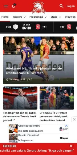 Podgląd witryny Twentefans, medium z kraju Holandia do artykułów sponsorowanych
