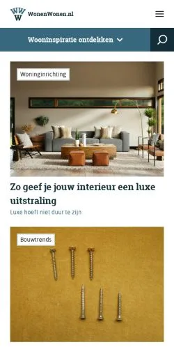 스폰서 기사용 네덜란드 매체 Wonenwonen 사이트 미리보기