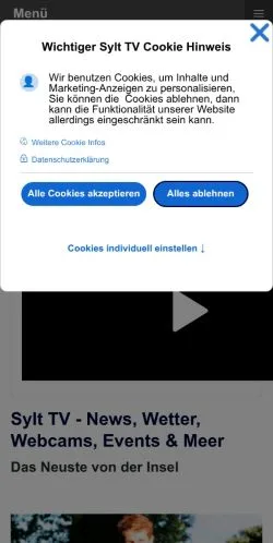 Podgląd witryny Sylt TV, medium z kraju Niemcy do artykułów sponsorowanych