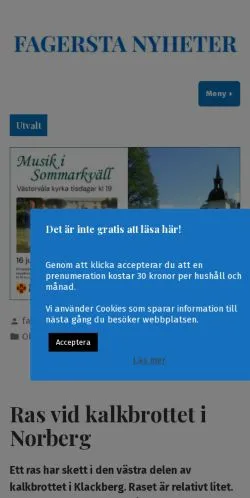 Podgląd witryny Fagersta Nyheter, medium z kraju Szwecja do artykułów sponsorowanych