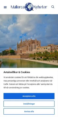 Podgląd witryny Mallorca Nyheter, medium z kraju Szwecja do artykułów sponsorowanych