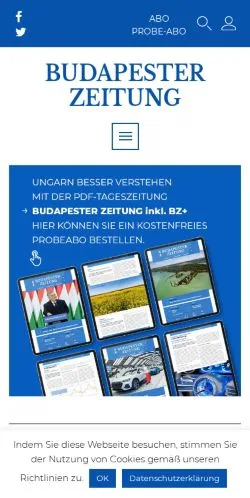 Vista previa del sitio Budapester Zeitung, medio de Hungría para artículos patrocinados