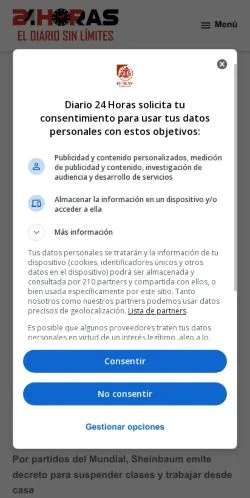 Anteprima del sito 24 HORAS, media di Messico per articoli sponsorizzati