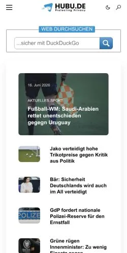 Förhandsvisning av webbplatsen Hubu, medium i Tyskland för sponsrade artiklar