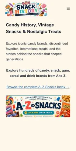 Podgląd witryny Snack History, medium z kraju Stany Zjednoczone do artykułów sponsorowanych