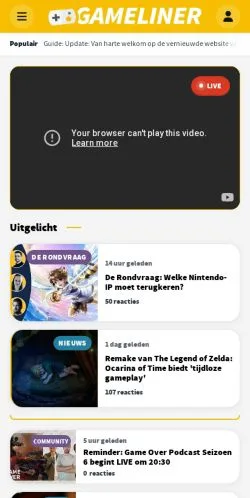 Anteprima del sito Gameliner, media di Paesi Bassi per articoli sponsorizzati