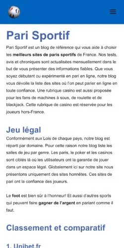 스폰서 기사용 프랑스 매체 Pari Sportif En Ligne Français 사이트 미리보기
