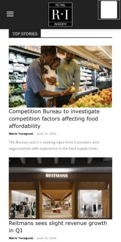 Anteprima del sito Retail Insider, media di Stati Uniti per articoli sponsorizzati