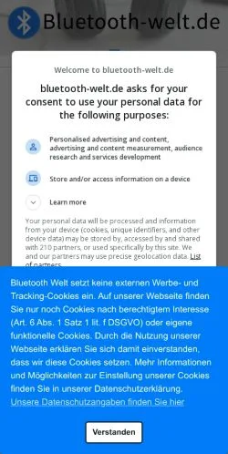 スポンサード記事向けのドイツメディア、Bluetooth Weltのサイトプレビュー
