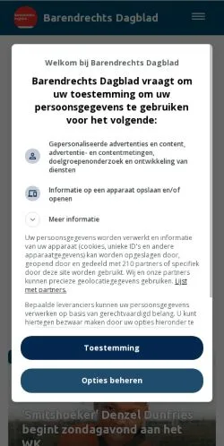 Anteprima del sito Barendrechts Dagblad, media di Paesi Bassi per articoli sponsorizzati