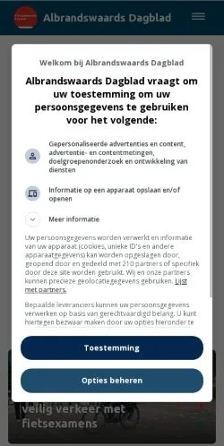 Podgląd witryny Albrandswaards Dagblad, medium z kraju Holandia do artykułów sponsorowanych