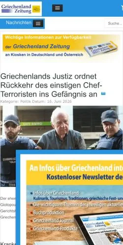 スポンサード記事向けのドイツメディア、Griechenland Zeitungのサイトプレビュー