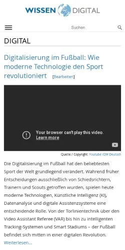 Anteprima del sito Wissen Digital, media di Germania per articoli sponsorizzati