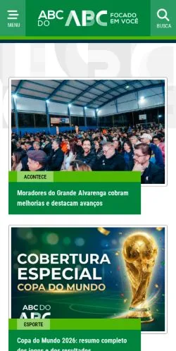 Forhåndsvisning av nettstedet ABC do ABC, medium fra Brasil for sponsede artikler