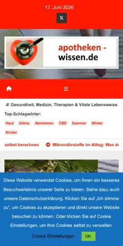Anteprima del sito Apotheken-Wissen, media di Germania per articoli sponsorizzati