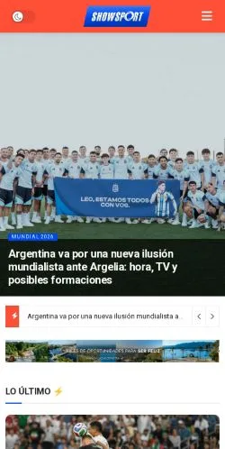Anteprima del sito Canal Showsport, media di Argentina per articoli sponsorizzati