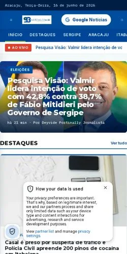 Anteprima del sito 93 Notícias, media di Brasile per articoli sponsorizzati